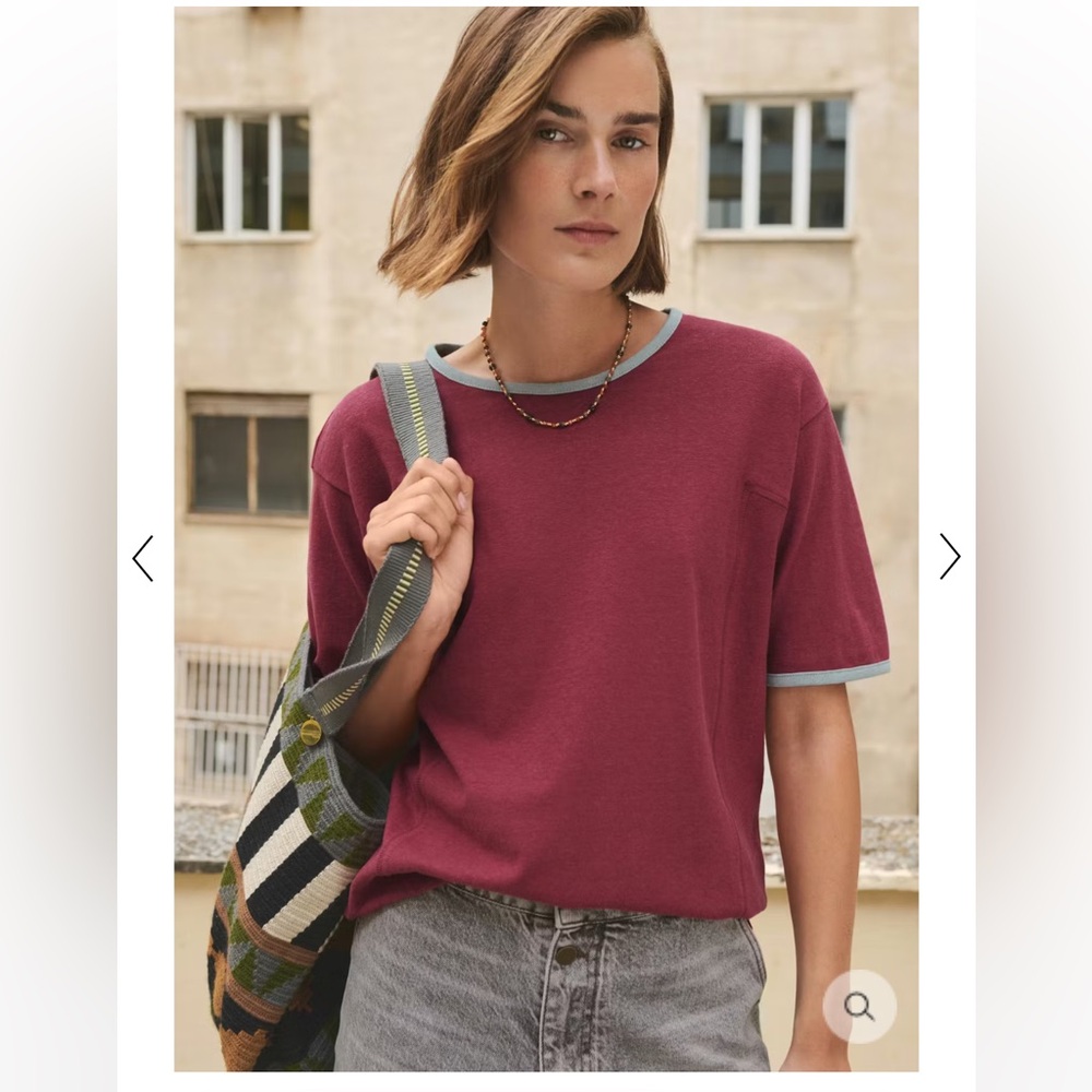 WRAP London Red T-Shirt with Blue Gray Trim